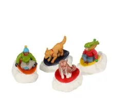 LEMAX DOG SNOW SAUCER FUN, SATZ VON 4