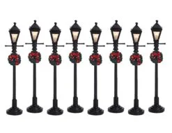 LEMAX GAS LANTERN STREET LAMP, SATZ VON 8, B/O (4.5V)