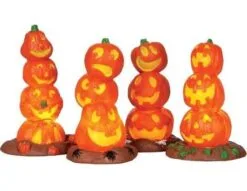 LEMAX LIGHT UP PUMPKIN STACK, SATZ VON 4, B/O (4.5V)