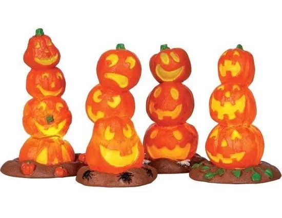 LEMAX LIGHT UP PUMPKIN STACK, SATZ VON 4, B/O (4.5V)